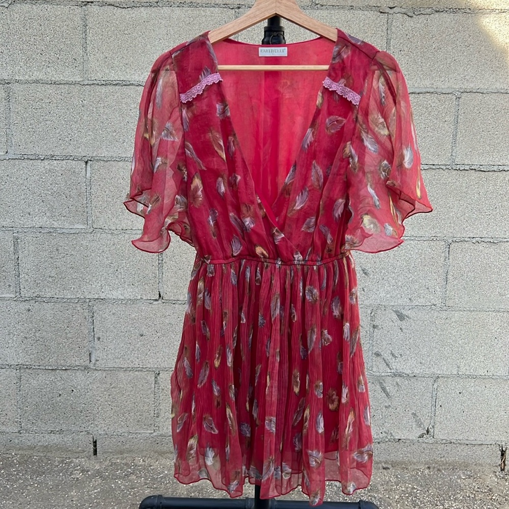 Red Lightweight Feather Minidress